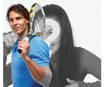 chụp ảnh với rafa nadal vợt tennis của anh ấy