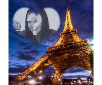 chụp ảnh ở paris với thap eiffel được chiếu sang khung tren bầu trời co hinh trai tim ban trong suốt ở vị tri đặt ảnh của bạn