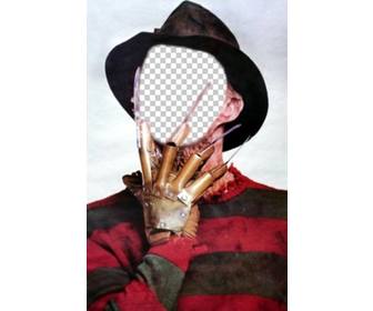 dựng hinh ảnh freddy krueger với mong vuốt tren mặt