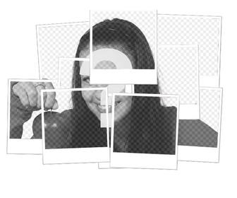 tạo hiệu ứng nhiều ảnh polaroid vuong ghep lại tren nền trắng để ghep thanh một tấm ảnh độc đao