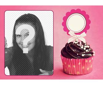 thiệp sinh nhật cupcake hồng