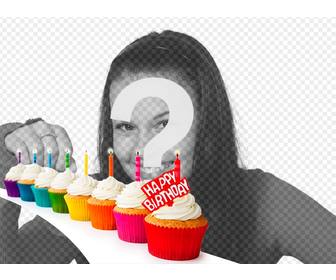 chuc mừng sinh nhật với banh cupcake mau