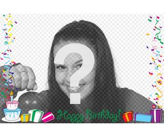 khung ảnh với dong chữ happy birthday với đồ trang tri bong bay qua tặng sinh nhật