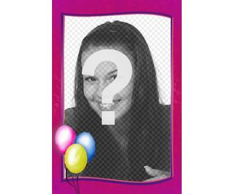 khung ảnh sinh nhật ma bạn co thể dung lam bưu thiếp viền hồng với bong bay mau ở một goc