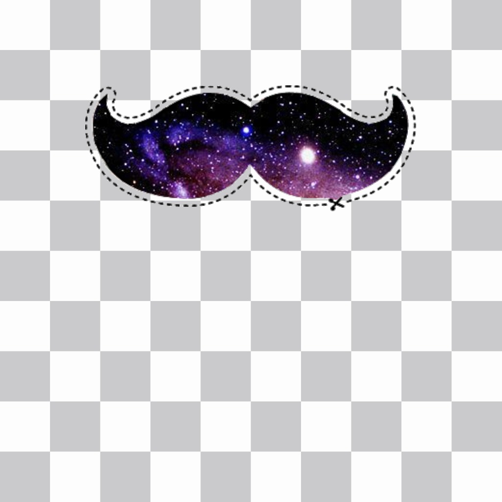 Pegatina de un bigote con fondo espacial. ..