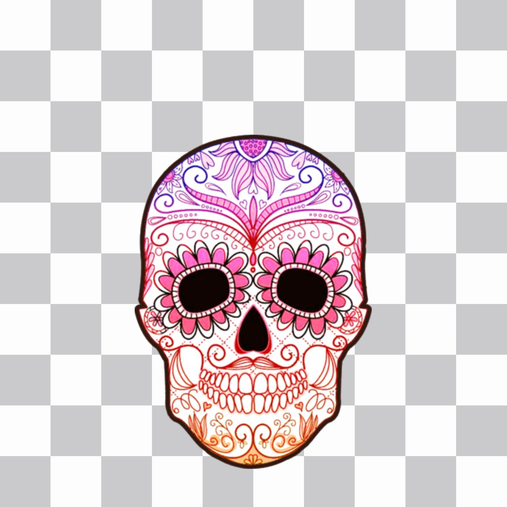 Sticker de una calavera colorida para tus imágenes ..