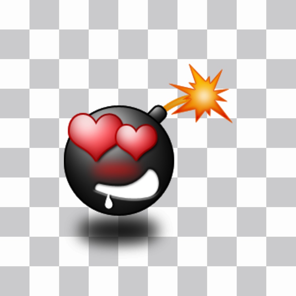 Biểu tượng cảm xúc quả bom cháy với trái tim trong mắt mà bạn có thể sử dụng làm hình dán trên ảnh trực tuyến của..